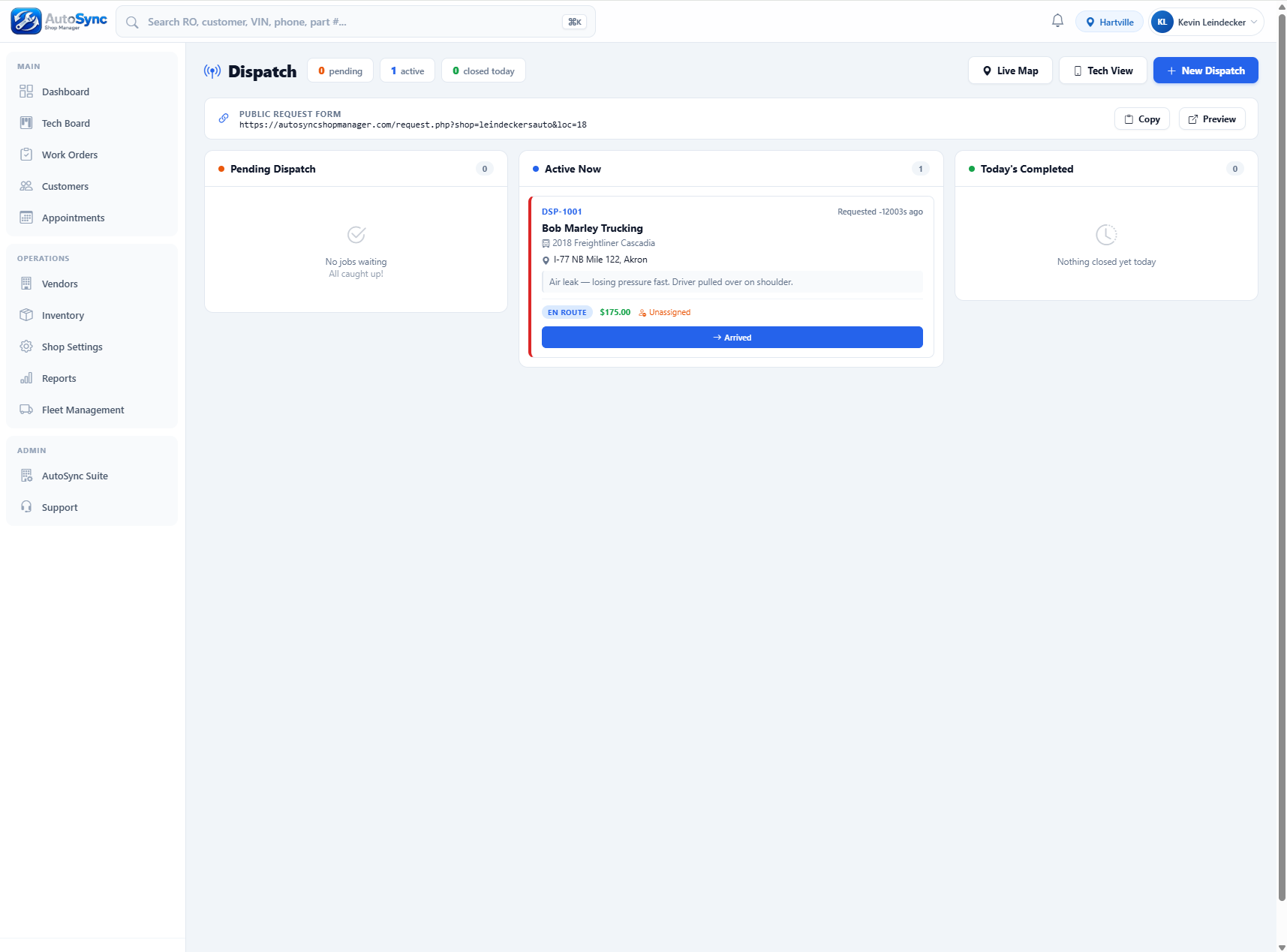 Dispatch screenshot